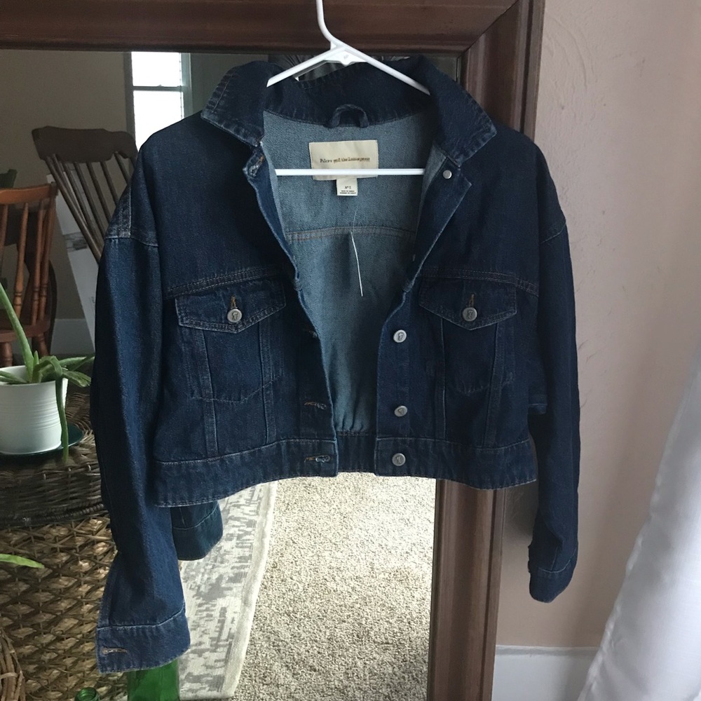 Cropped Dark Denim Jean Jacket : Anthropologie